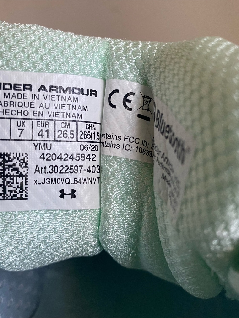 NWOT Under Armour HOVR Infinite Seaglass Blue  shoe size 9.5 - Picture 4 of 5